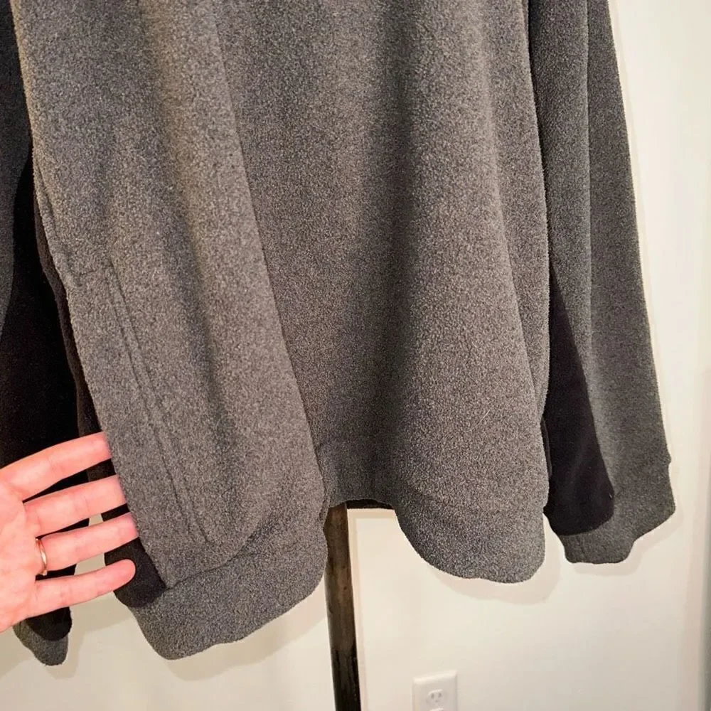 Eddie Bauer Mens Gray Black Fleece Pullover Sweatshirt 1/4th Zip Turtleneck Cozy